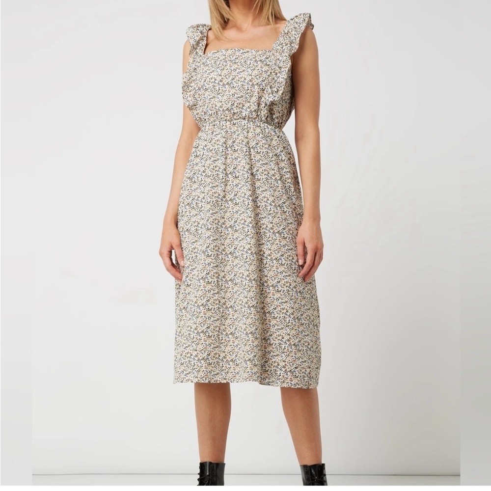 Madewell Floral Midi Dress - Cream and Blue